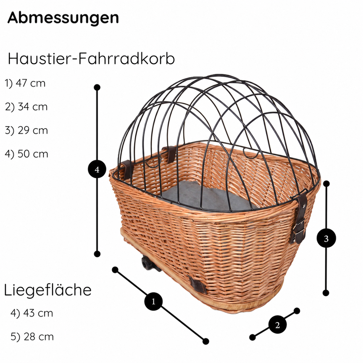 Aurexis Haustier Fahrradkorb hinten Weide oval