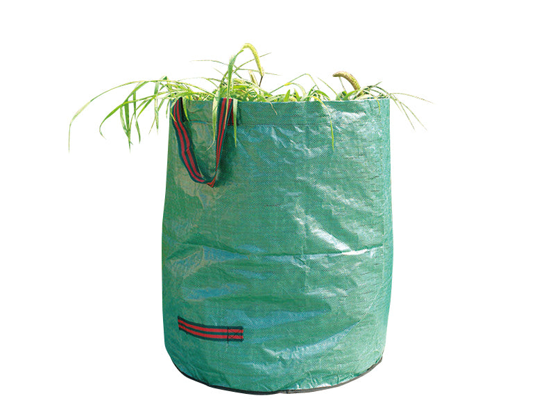 Laubsack mit Gartenabfall seitlich