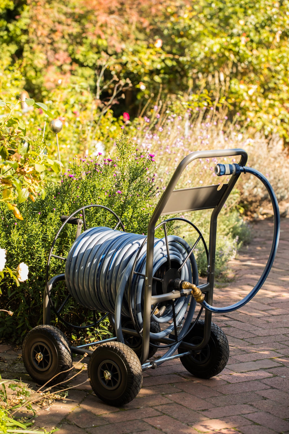 Aurexis Stahl anthrazit 4-rädriger Schlauchwagen 3/4" Anschluss