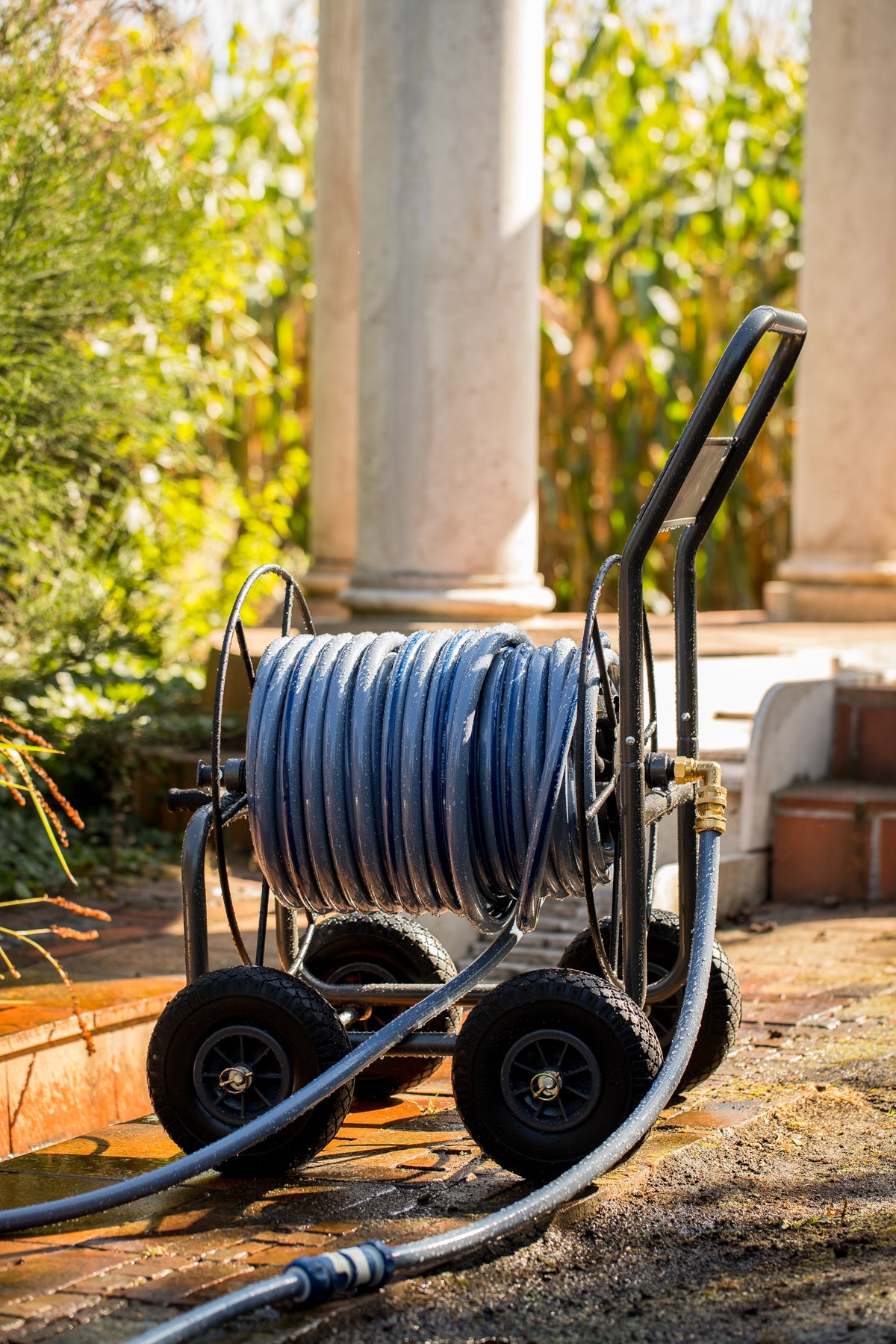 Aurexis Stahl anthrazit 4-rädriger Schlauchwagen 3/4" Anschluss