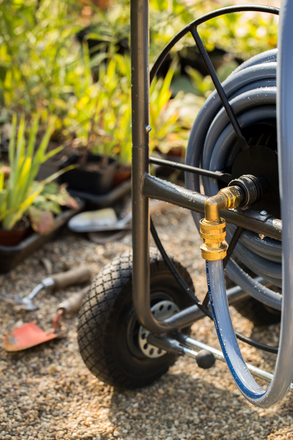 Aurexis Stahl anthrazit 4-rädriger Schlauchwagen 3/4" Anschluss