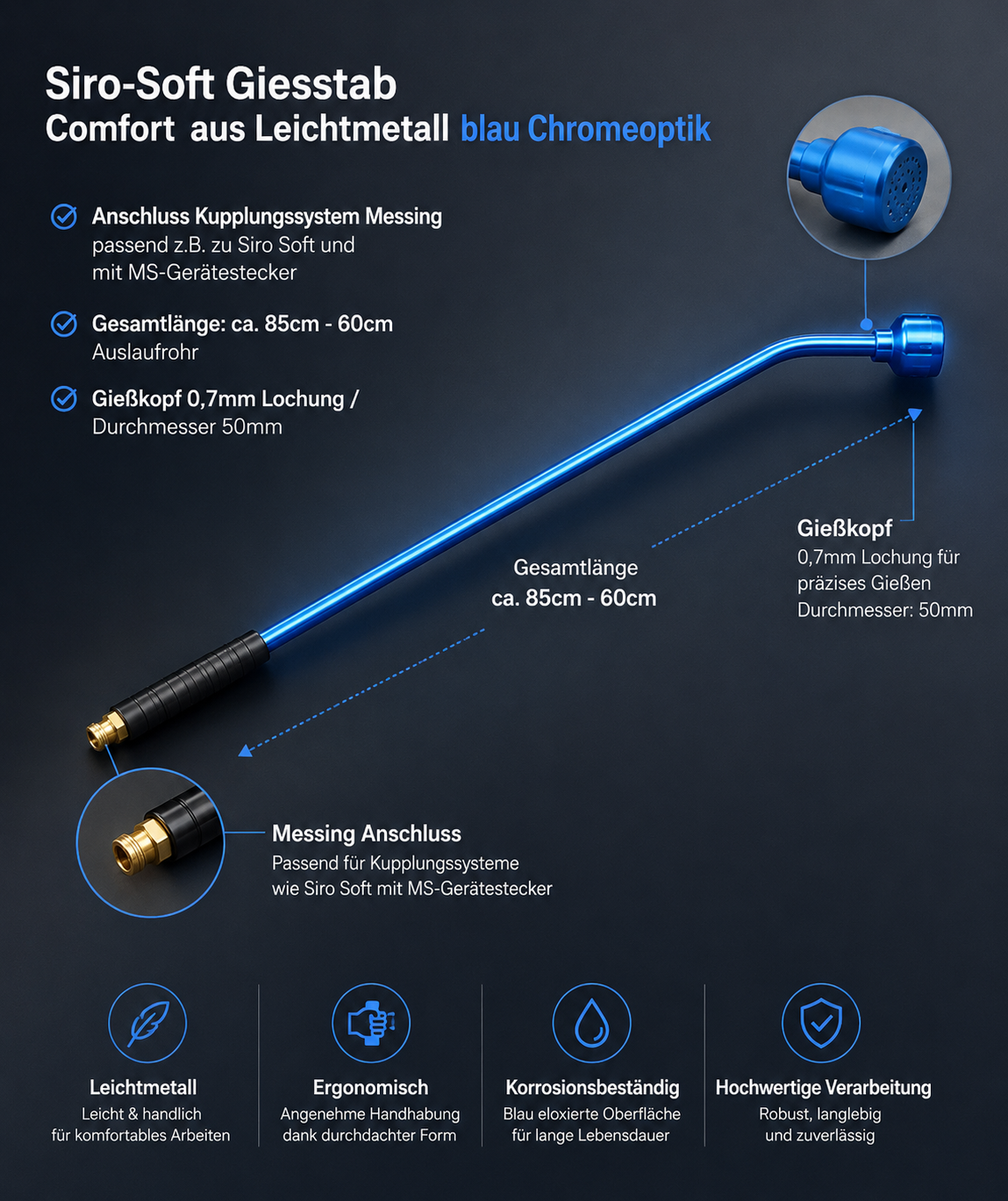 Siro-Soft Gießstab Comfort aus Leichtmetall