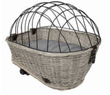 Aurexis Haustier Fahrradkorb hinten grau washed Weidenkorb oval