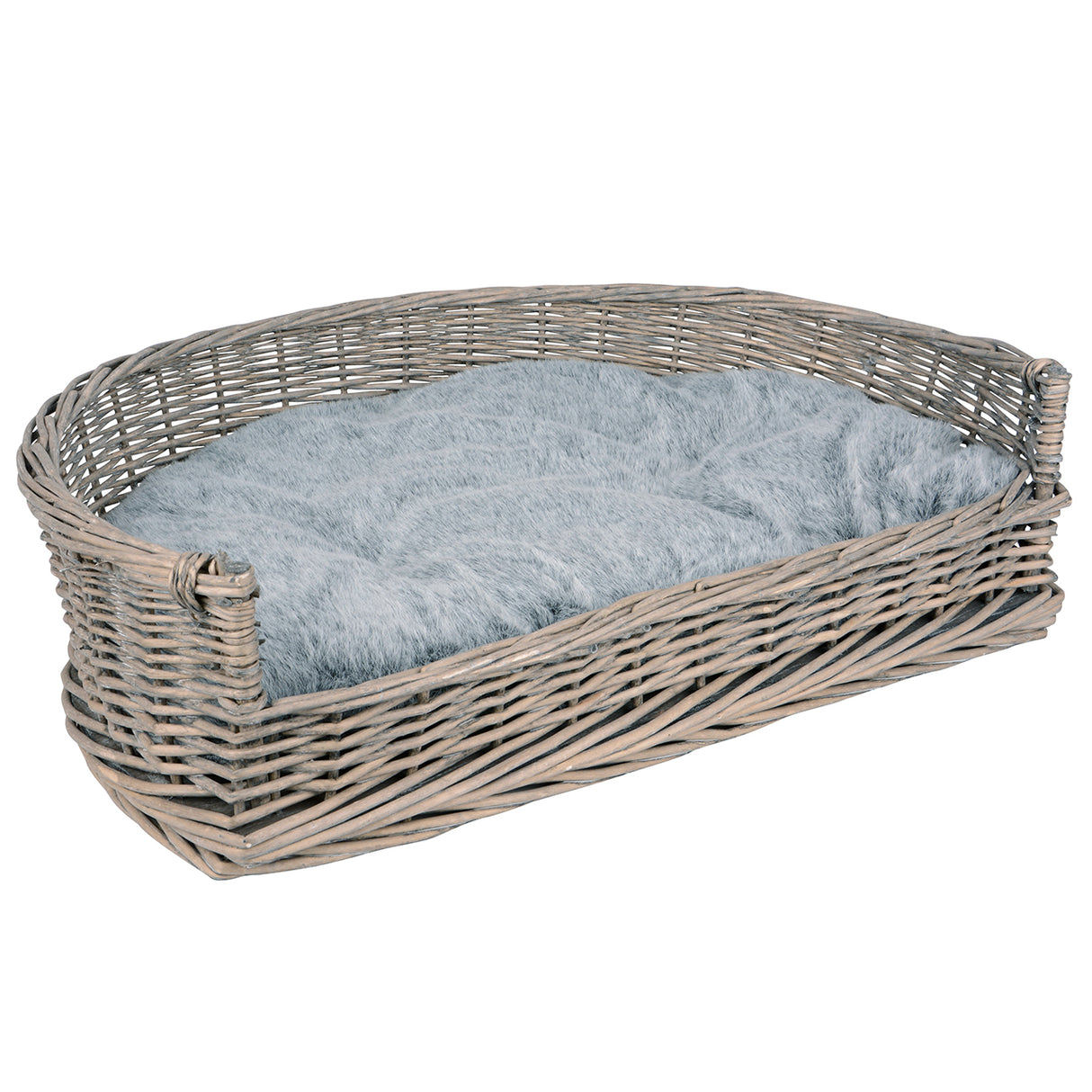 AUREXIS Hundekorb Haustierkorb grau washed mit Kissen mittel Hunde Schlafplatz