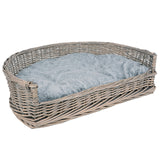 AUREXIS Hundekorb Haustierkorb grau washed mit Kissen mittel Hunde Schlafplatz