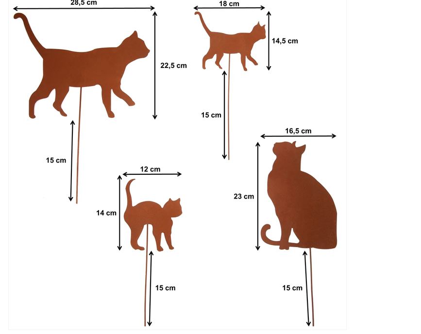 Aurexis Dekostecker Rost Katzen 4er Set