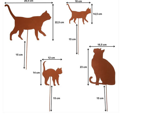 Aurexis Dekostecker Rost Katzen 4er Set