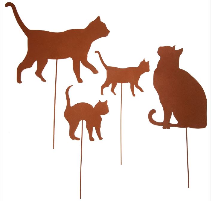 Aurexis Dekostecker Rost Katzen 4er Set