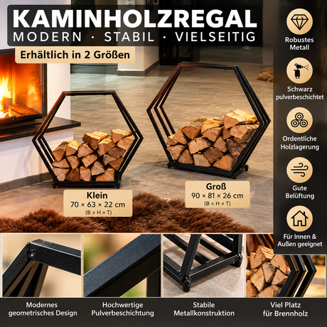 Aurexis Holzhalter 6 ecking schwarz groß oder klein