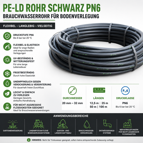 PE-LD Rohr schwarz PN6