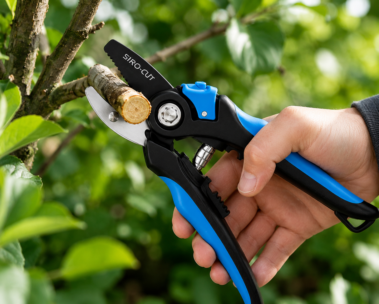 Gartenschere amboss schwarz/blau mit Feststeller
