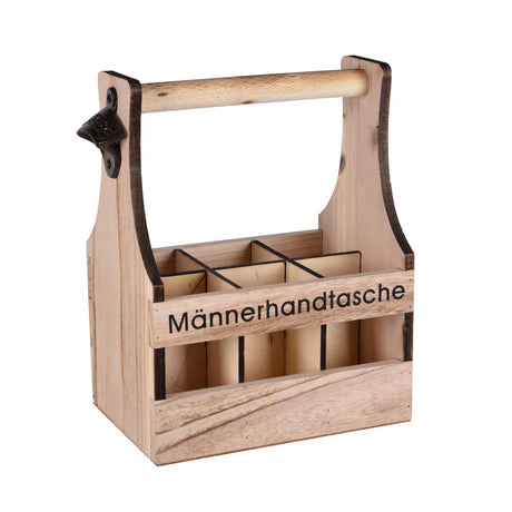 Aurexis Männerhandtasche Bier Flaschenträger 6 Flaschen Holz Flaschenhalter